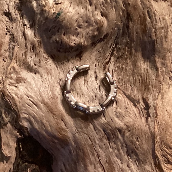 Silver Stainless Steel Chain Crystal Ear Cuff - Picture 2 of 3